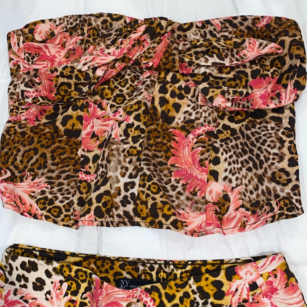 Colorful cheetah print 2 piece pants set